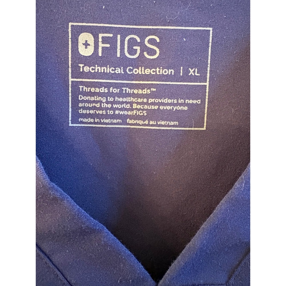 FIGS‎ Chisec Scrub Top Mens XL Navy Blue V-Neck 3-Pocket Technical Collection - Picture 3 of 6